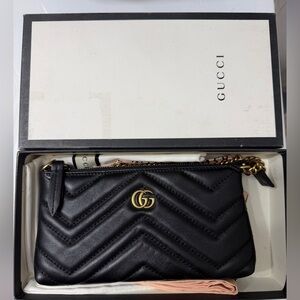 Gucci mini Black Chevron Leather Clutch